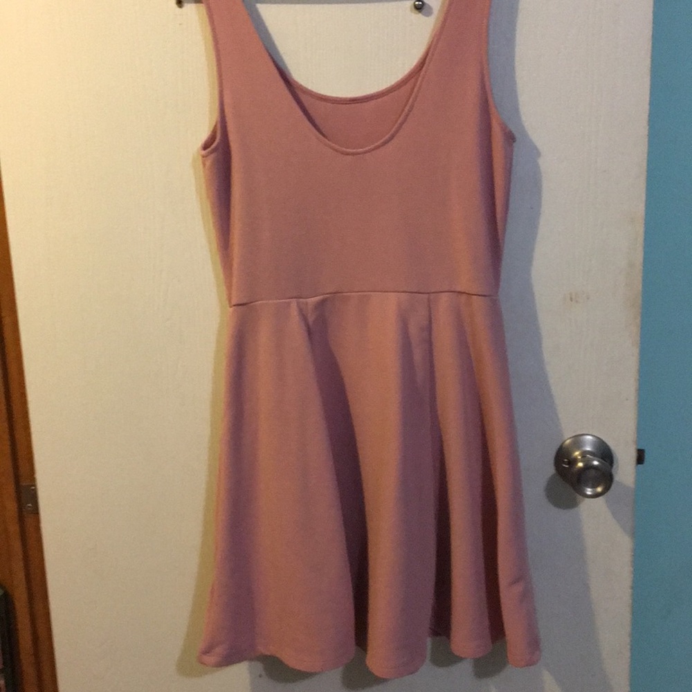 A short comfy pink dress.